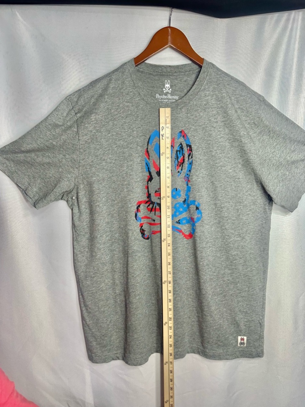 Psycho Bunny Grey Tee with Red & Blue size XL Bunny Graphic new w/out tags - Picture 10 of 10